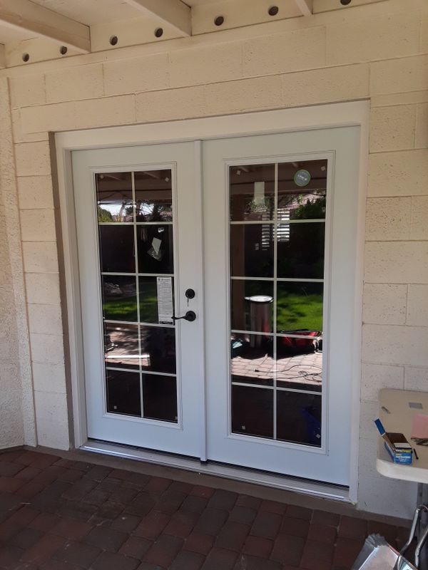 Masonite patio double French door with the grids inside of the glass ...