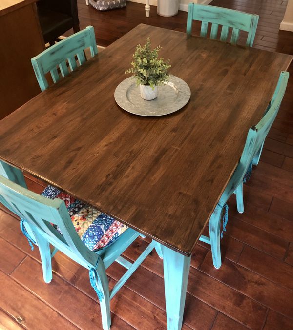 Teal Dining Table and Chairs for Sale in Graham, WA OfferUp