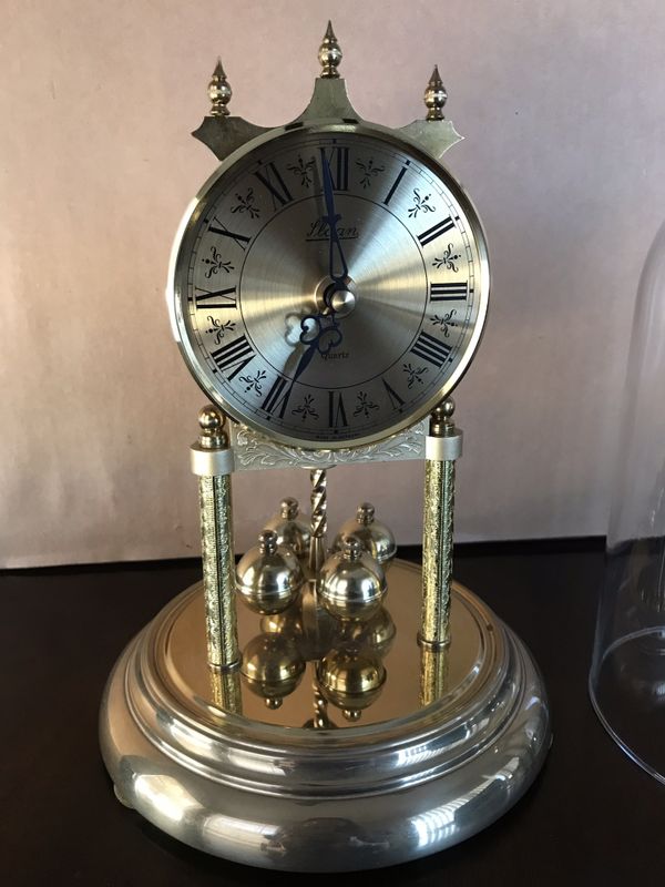 Sloan Quartz anniversary antique clock glass dome made in Germany for