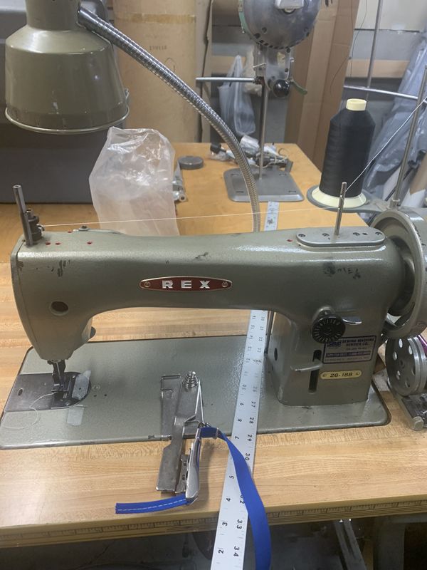 Rex Commercial Sewing Machine with table and foot pedal attached for