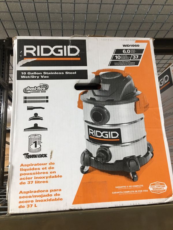 BRAND NEW RIDGID 10 Gal. 6.0 Peak HP Stainless Wet Dry Vac for Sale in ...