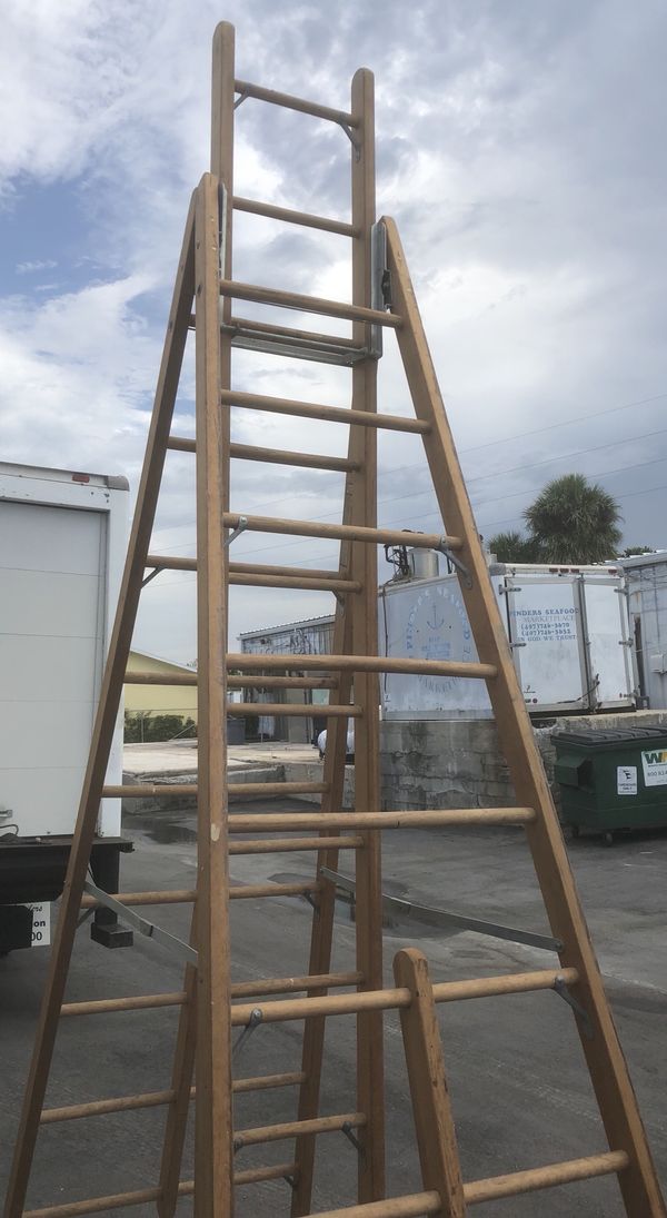 10’ wood. A frame ladder with extension trestle for Sale in Jupiter, FL OfferUp