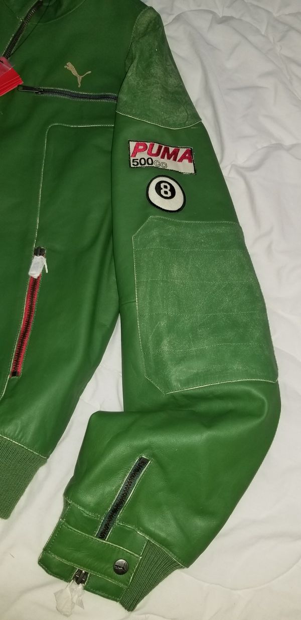 puma green leather jacket