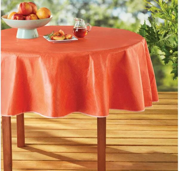 Mainstays Vinyl Tablecloth With Flannel Backing 70" Round ...