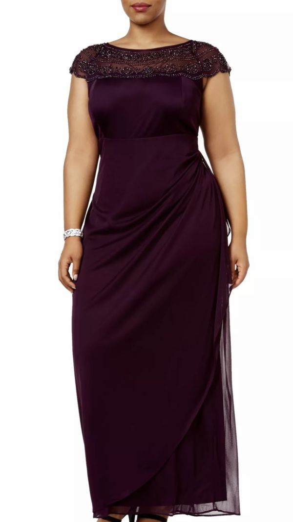 Formal Plus Size Dresses 16W Purple Evening Gown Mother of the Bride ...