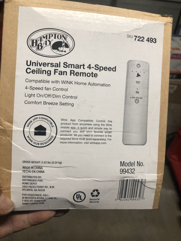 Hampton Bay Universal Wink Enabled White Ceiling Fan Premier Remote Control For In Hesperia Ca Offerup