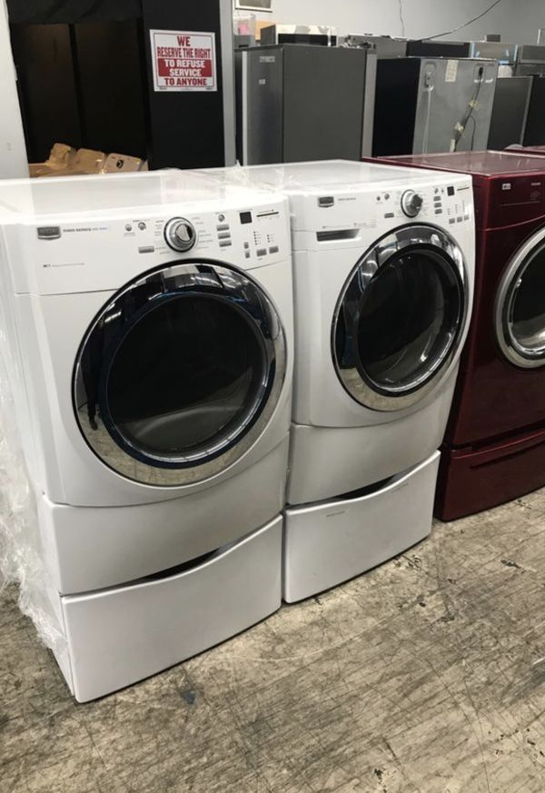 MAYTAG FRONT LOAD WASHER & GAS DRYER WITH PEDESTALS for Sale in Garden Grove, CA OfferUp