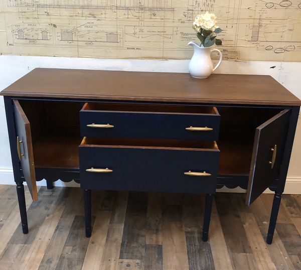 Restored navy blue buffet / sideboard / credenza / tv stand for Sale in