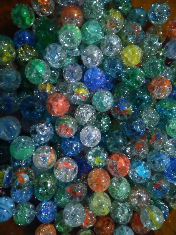 Ten Beautiful Cracked Glass Marbles, For Arts, Crafts, Jewelry...more
