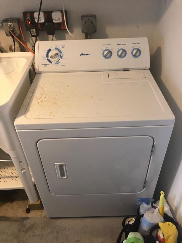 New Maytag Commercial Washing Machine and older Amana electric Dryer