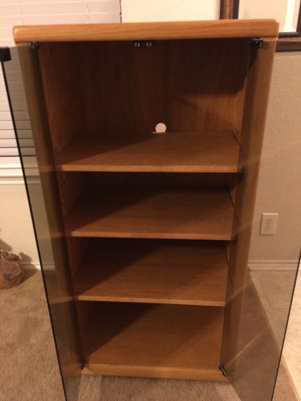 Wood stereo cabinet with glass doors for Sale in San ...