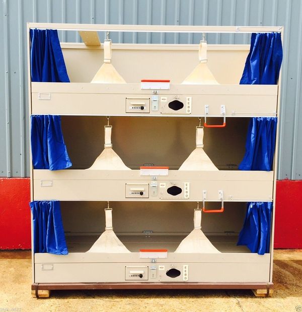 U.S. Navy Submarine aluminum triple bunk rack bed each with storage