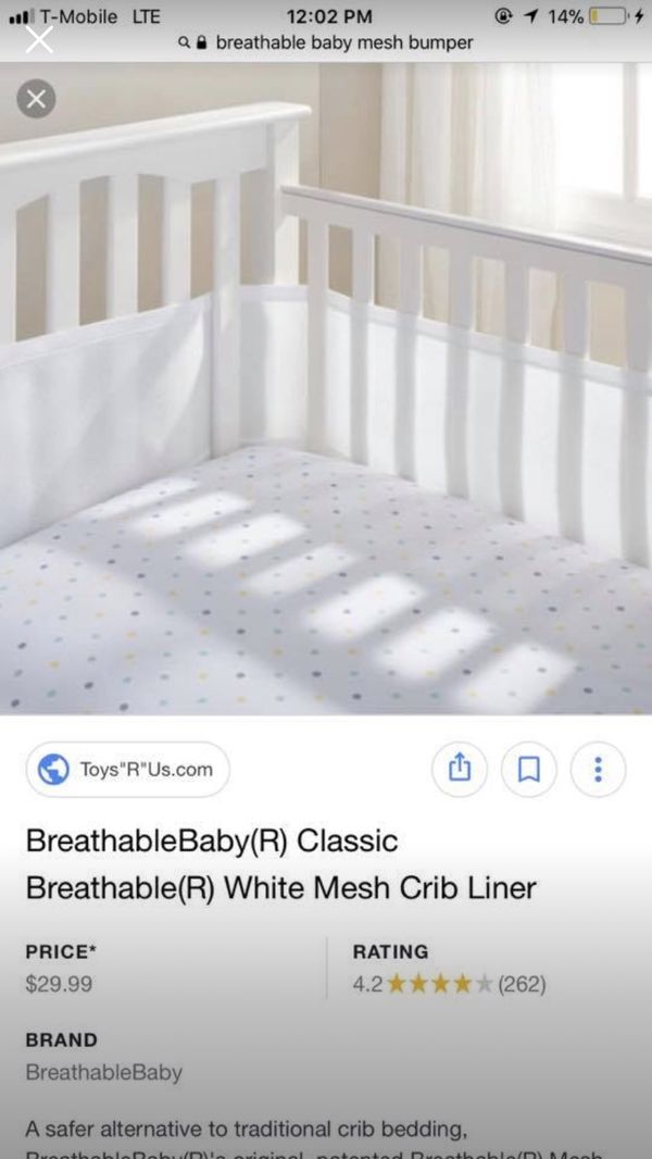 Breathable Baby Mesh Crib Bumper For Sale In Hallandale Beach Fl