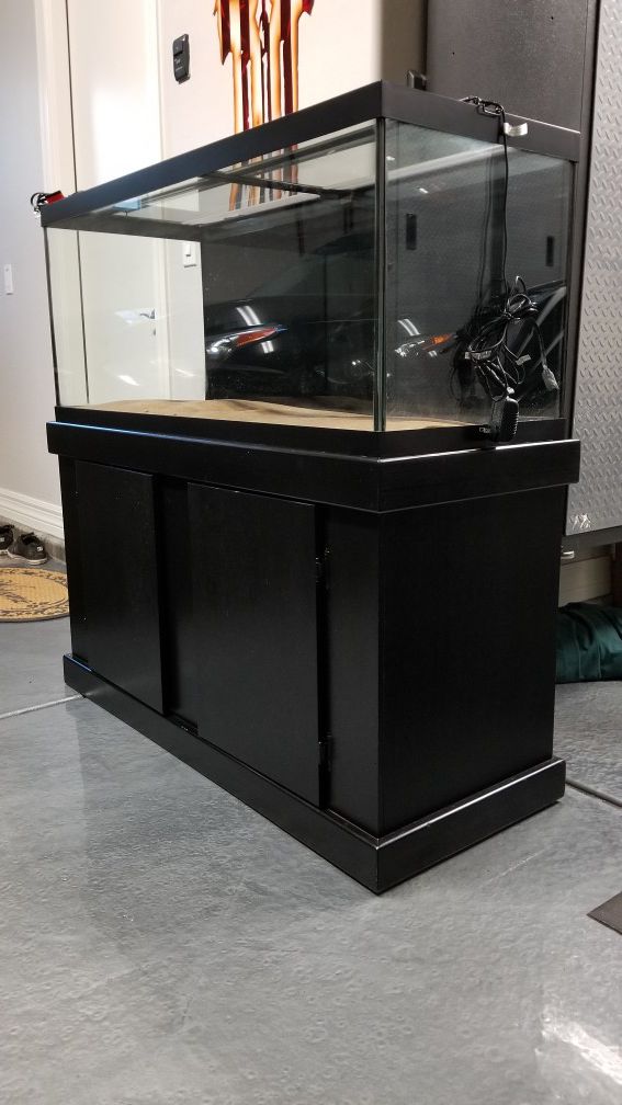 75 Gallon Aquarium fish tank with pine stand, Heater, Current LED Lighting, Super Naturals sand ...