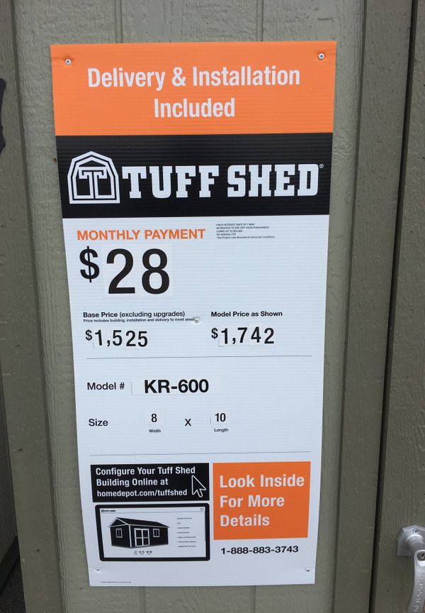 tuff shed kr-600 8x10 was $1,722 now $1,568 for sale in