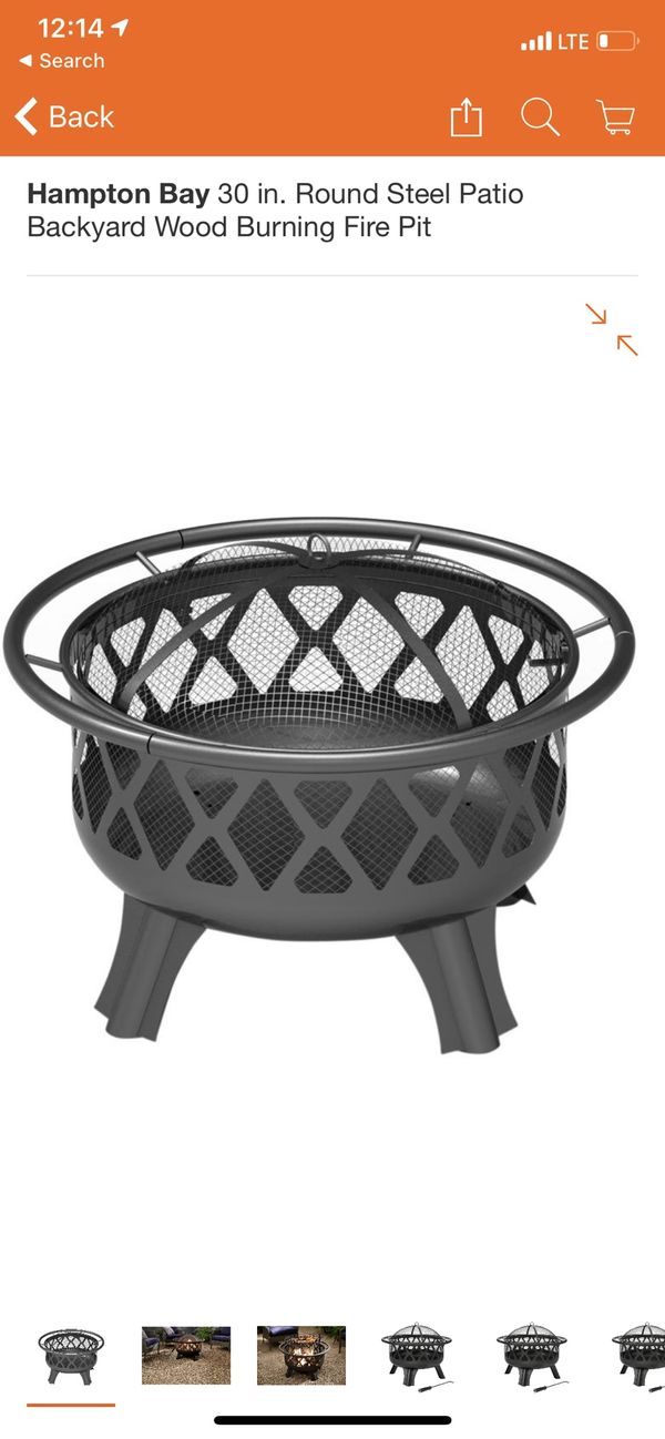 Hampton Bay 30 in. Round Steel Patio Backyard Wood Burning Fire Pit for