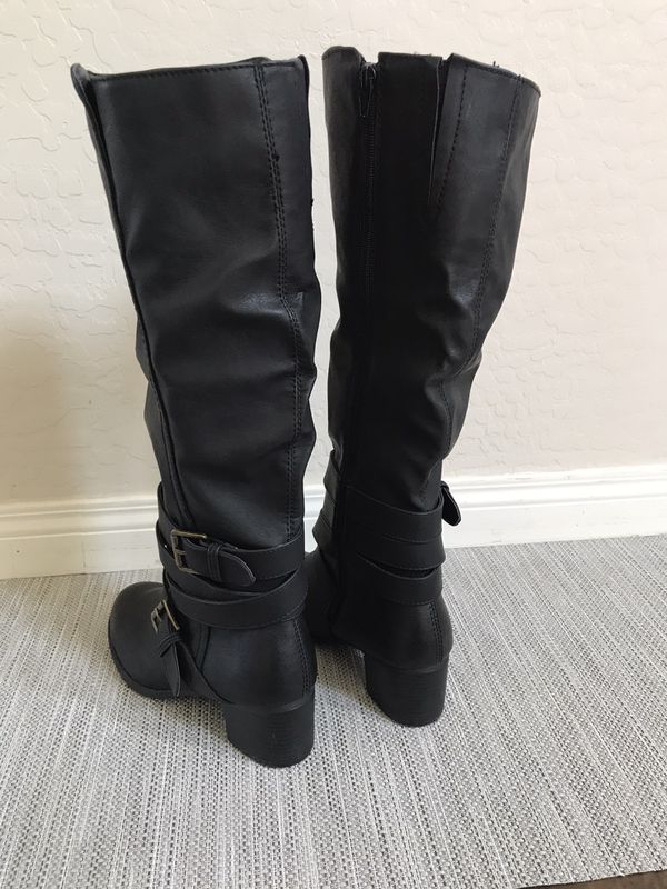 NEW 8.5 Mossimo Krista Black Boots Women’s Target Heeled Riding Boots ...