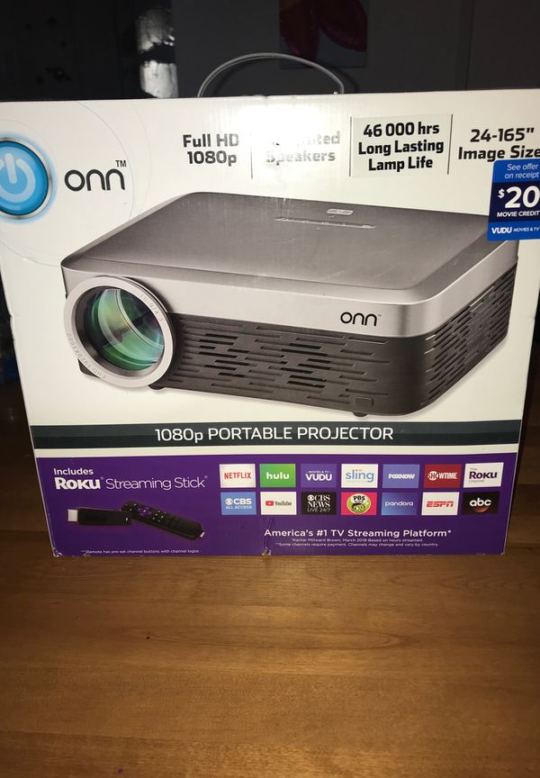 onn projector 720p portable with roku streaming stick