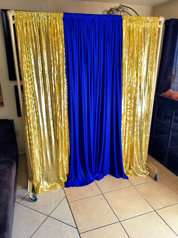 gold and blue photography backdrop