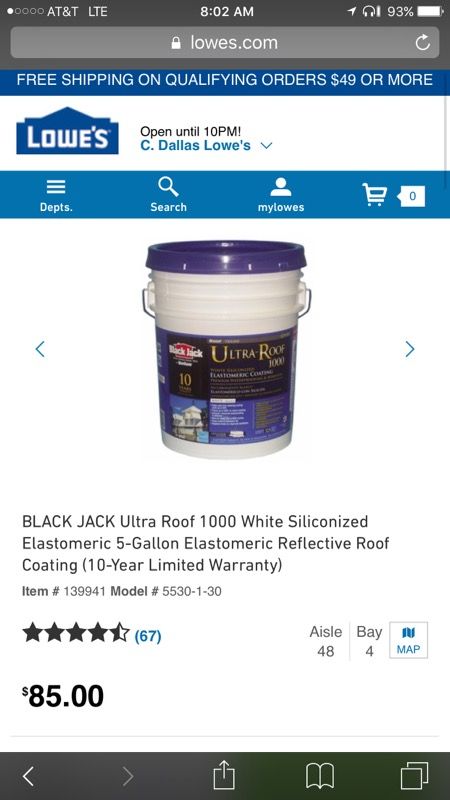 Black jack ultra roof 1000 white siliconized elastomeric roof coatings