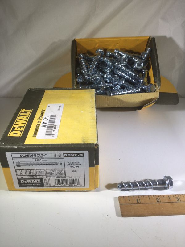 Dewalt by Powers Screw Bolts/Concrete Anchors 2 1/2” x 3/8” Steel Hex