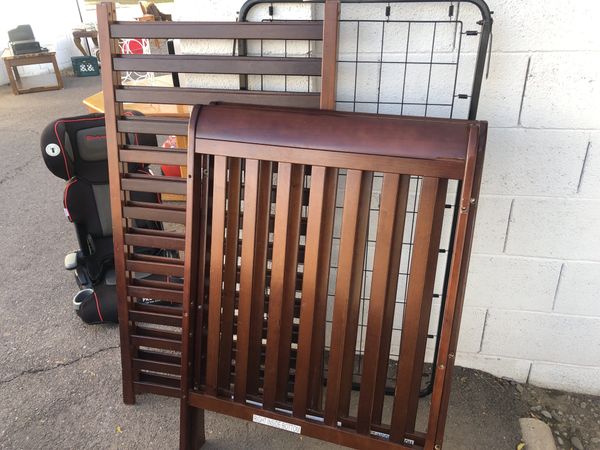 Baby Crib Dark Solid Wood for Sale in Lakeside, AZ - OfferUp