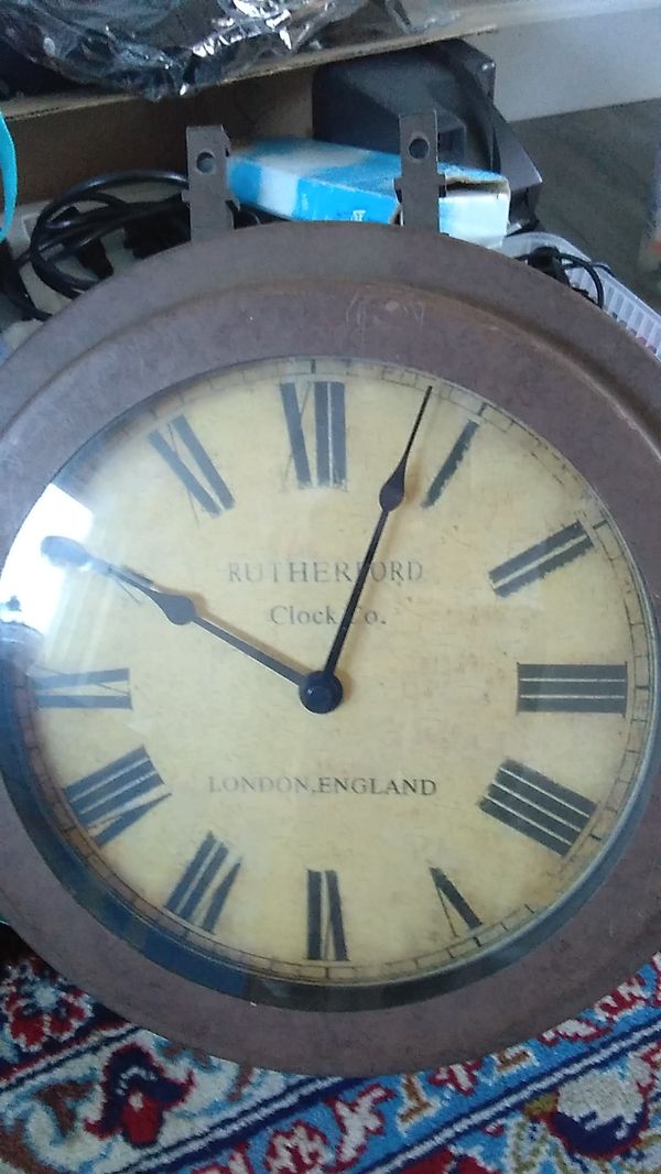 Double sided vintage antique clock Rutherford clock Co. London,England ...