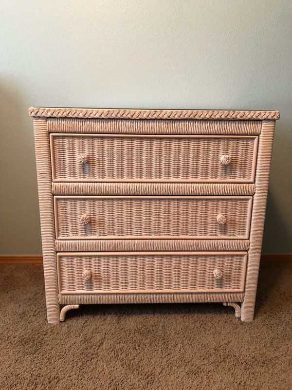 Henry Link by Lexington Wicker Dresser with Mirror and 3 Drawer Wicker