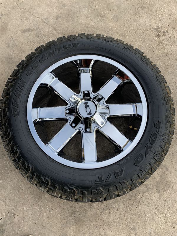 Like new 20” Chrome ION Rims And Toyo All Terrain Tires 20 Wheels 6 Lug