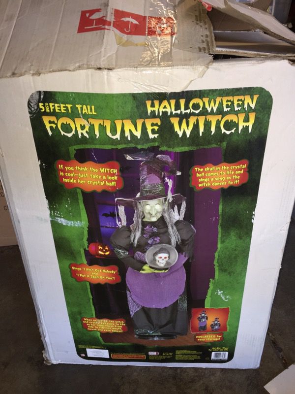 GEMMY 5 FEET FT TALL HALLOWEEN FORTUNE WITCH Animated Prop Still In Box ...