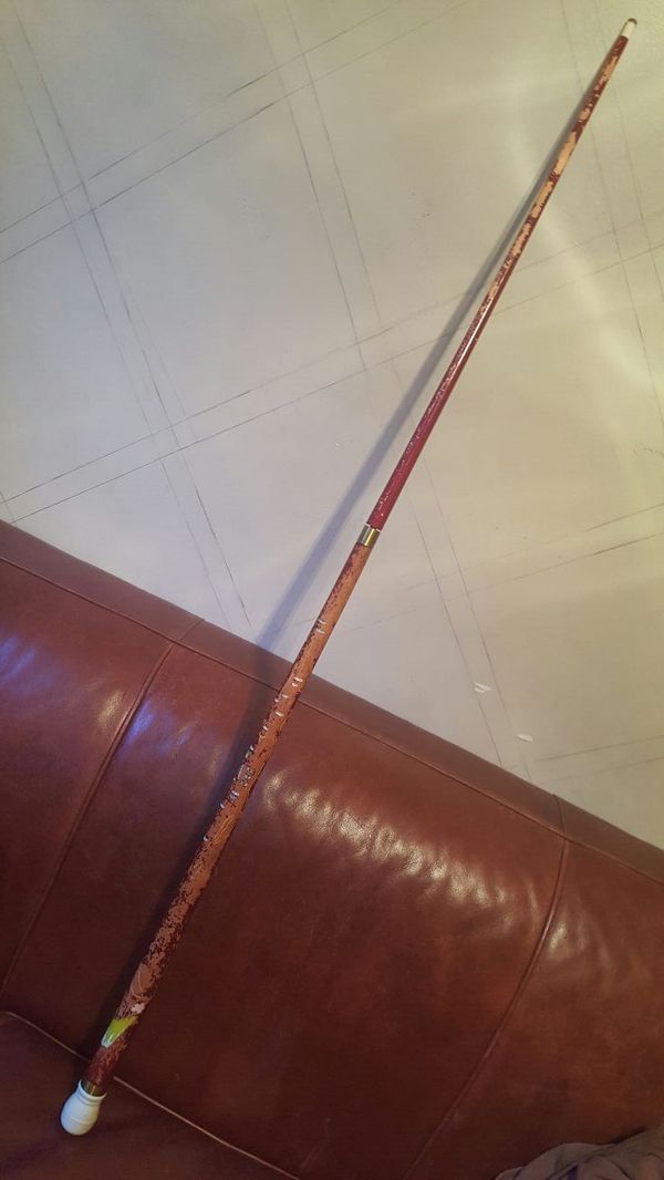 Vintage old Japanese hand carved cue and pool cane stick for Sale in
