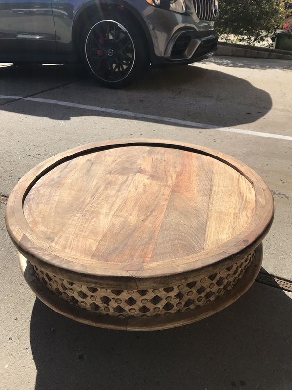 West Elm Carved Wood Coffee Table For Sale In Monterey Ca Offerup
