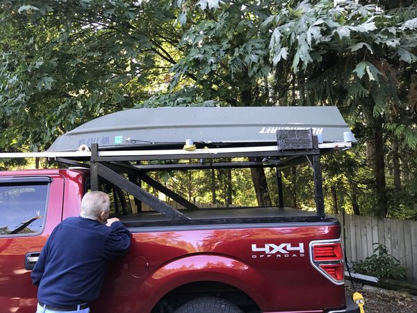alumacraft 10 foot “1036 jon” boat, electric loader, rack