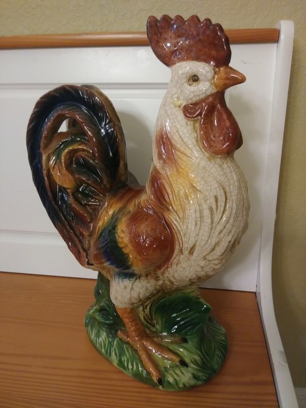 large ceramic rooster figurines