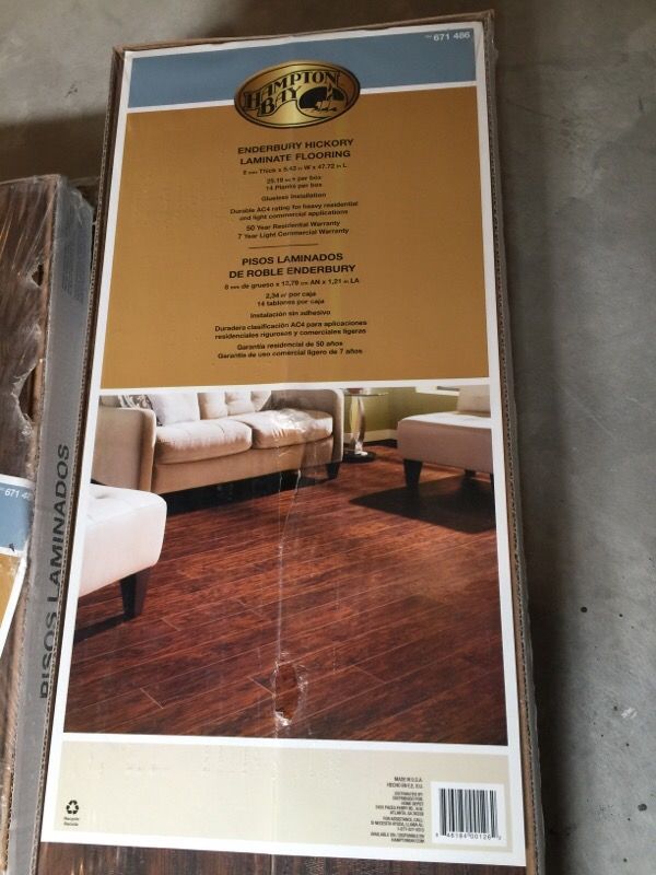 40 Boxes Of Hampton Bay Hickory Laminate Flooring For Sale In