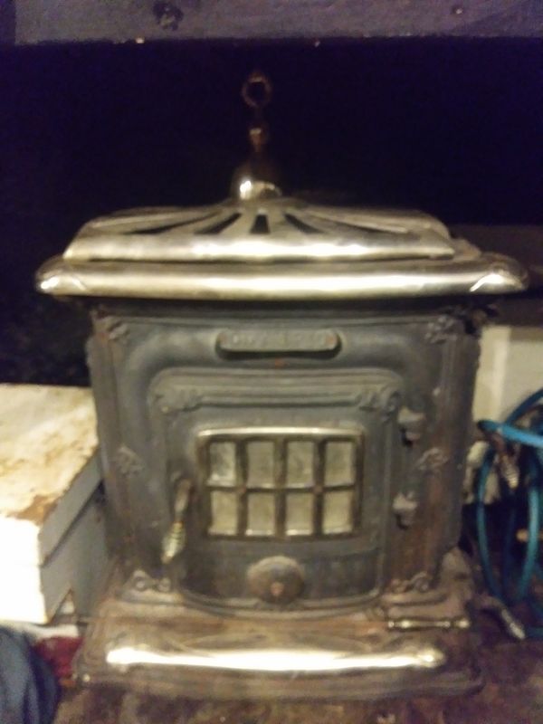 Antique American cast iron nickel Victorian parlor wood cook stove