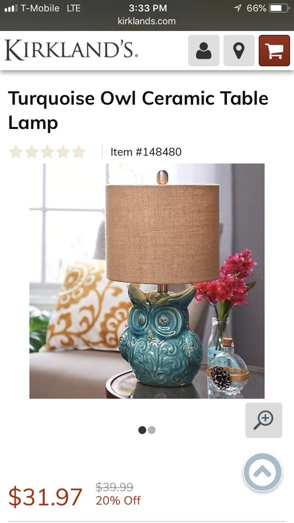 Kirklands Turquoise Ceramic Owl Lamp For In Fontana