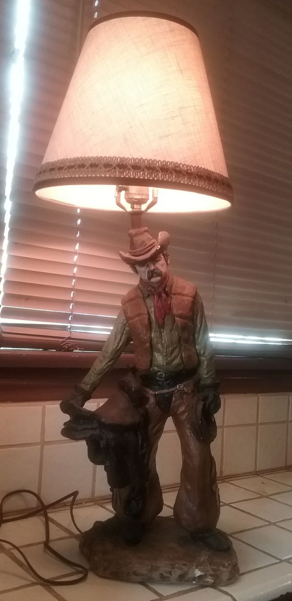 Vintage Florentine art studio cowboy western lamp 1970s for Sale in