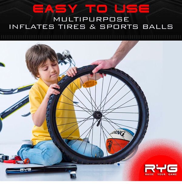 RYG Mini Bike Pump Portable Bicycle Tire Inflator with Air Pressure Gauge RYG