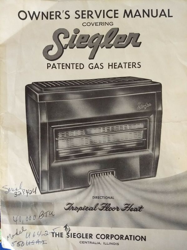 Siegler Gas Heater Manual