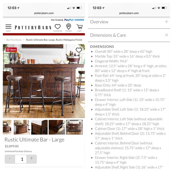 Pottery Barn Bar Buffet With 4 Shelves For Sale In Crownsville