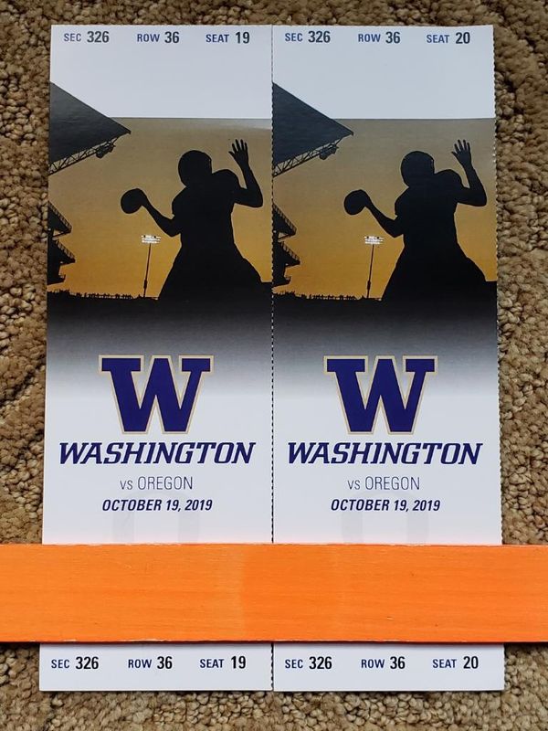 Washington Huskies vs Oregon Ducks Football Tickets 10/19 (2 Tickets