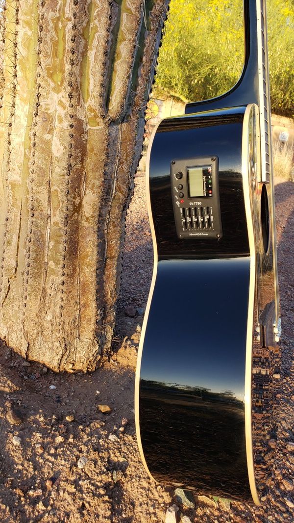 New 12 String Acoustic Electric Requinto Guitar Black Combo with Gig