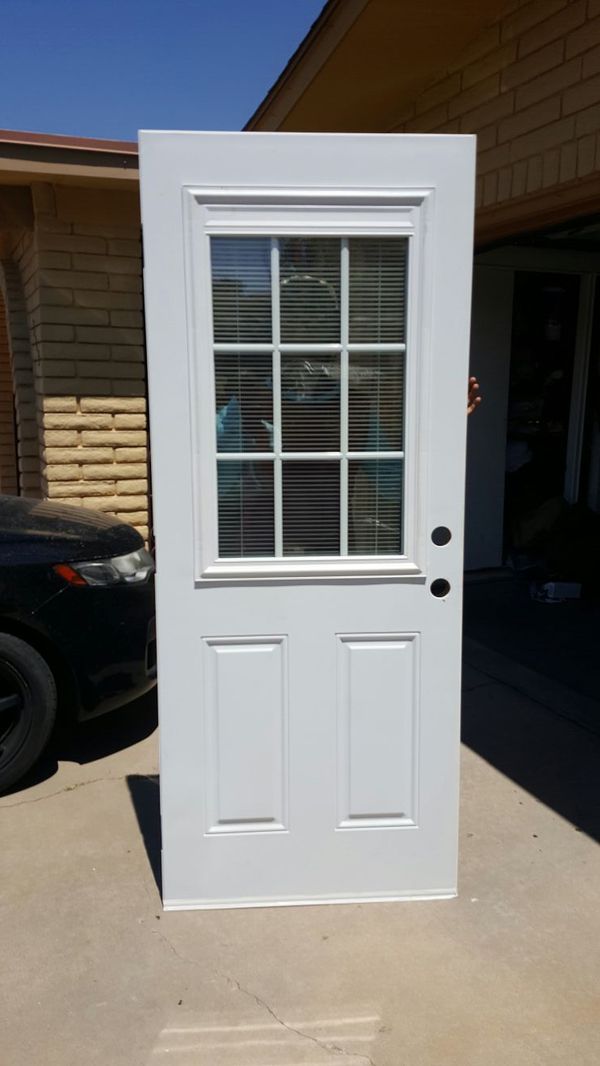 32 X 78 Exterior Metal Door Slab With Miniblinds Between Glass