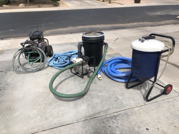 Pool Tile Cleaning Equipment (Maxx Clean) with a 5x8 enclosed trailer