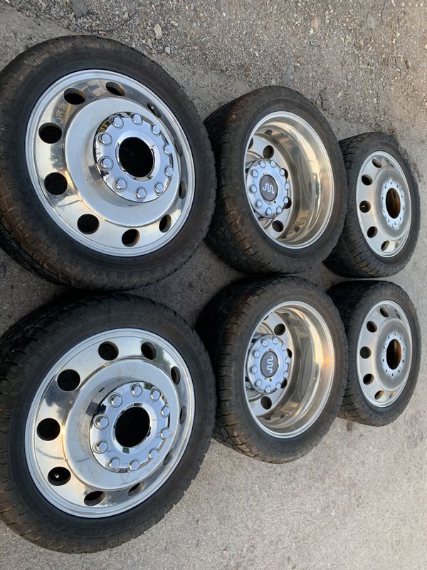 22” Polished Alcoa Rims and All terrain Tires 10 Lug 22 dually Wheels ...