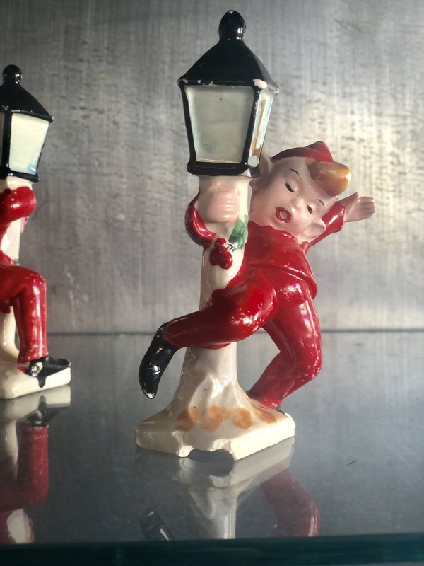 Vintage Christmas NOEL Set Drunken Pixies Hug Lamp Post Lipper & Mann ...