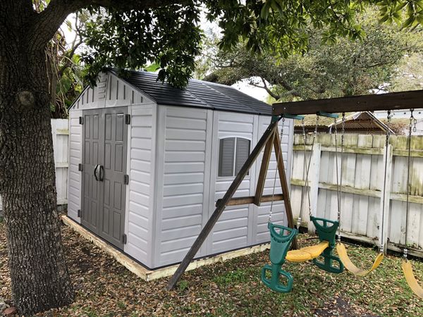 new storage shed 10ft x 8ft plastic very durable . i