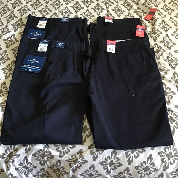 3 boys and 3 girls navy blue school pants; Pantalones azul marino de ...