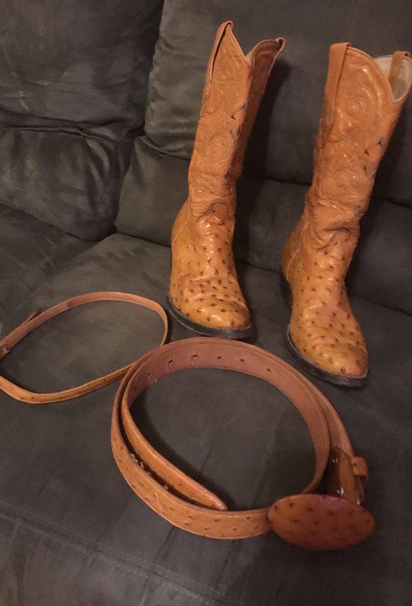 Botas de avestruz originales de León Guanajuato con sínto y cinto para